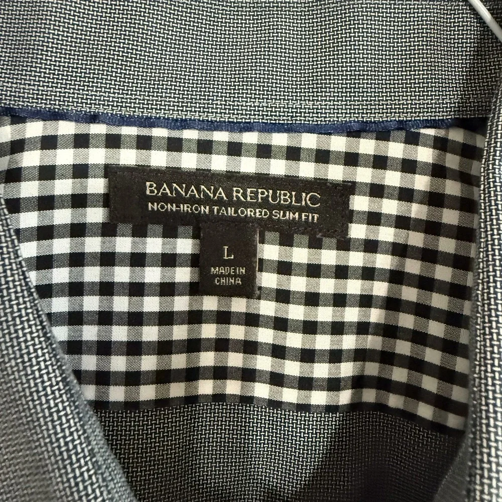 Banana Republic Dress Shirt Men's Large‎ Gray Slim Fit Classic Formel Business